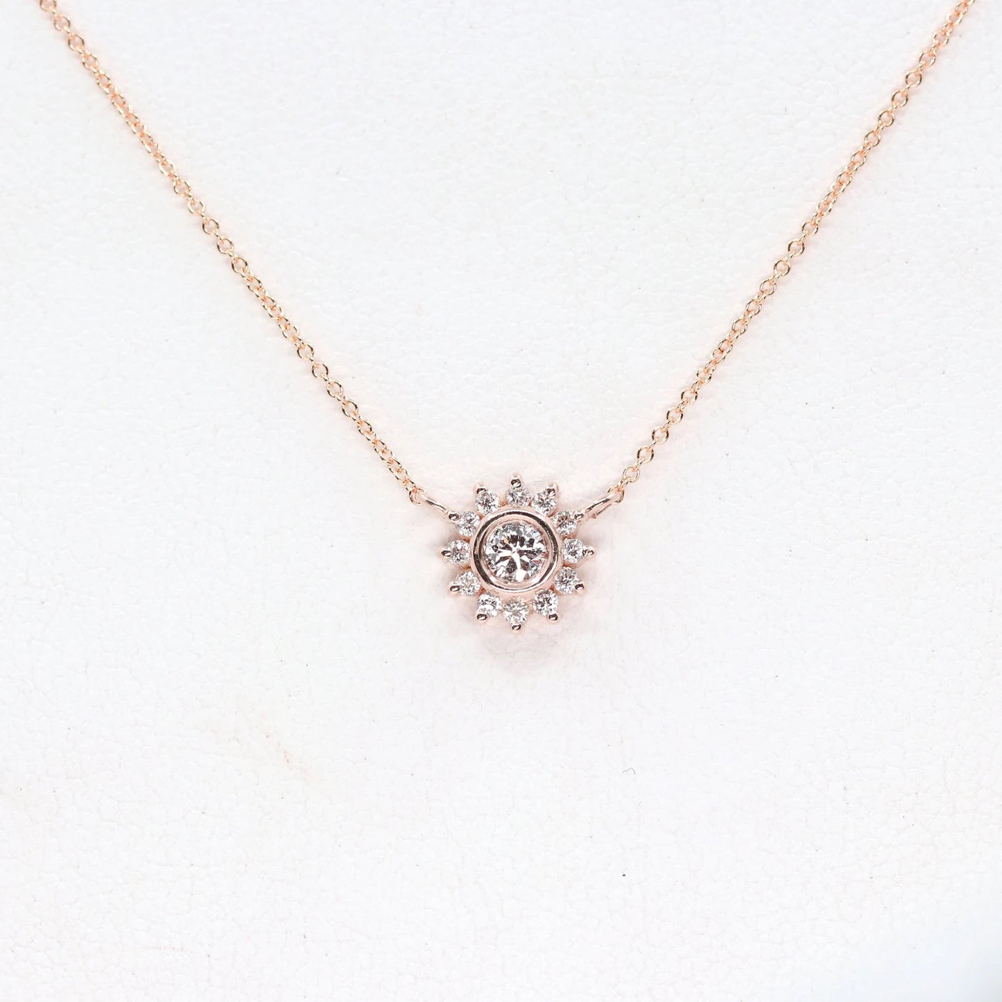 14K 0.25CT DIAMOND SUNFLOWER NECKLACE