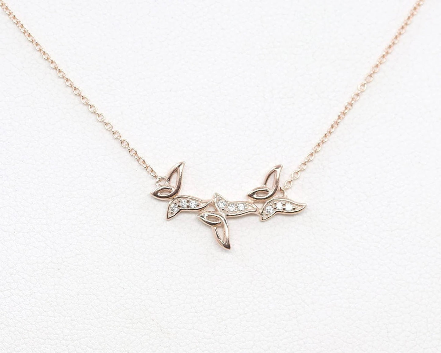 14K DIAMOND TRIPLE BUTTERFLY NECKLACE