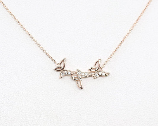 14K DIAMOND TRIPLE BUTTERFLY NECKLACE