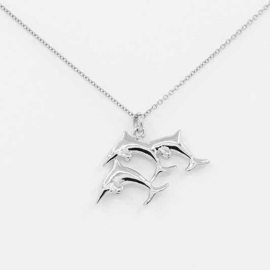 14K TRIPLE DOLPHIN NECKLACE