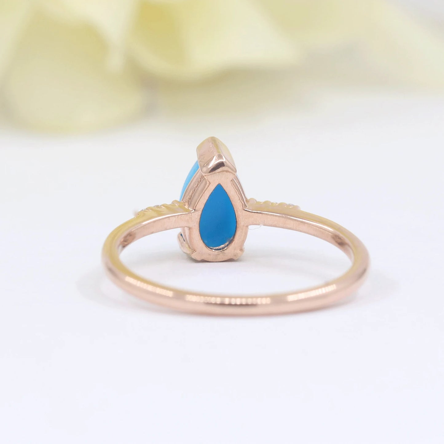 14K TURQUOISE DIAMOND SOLITAIRE RING