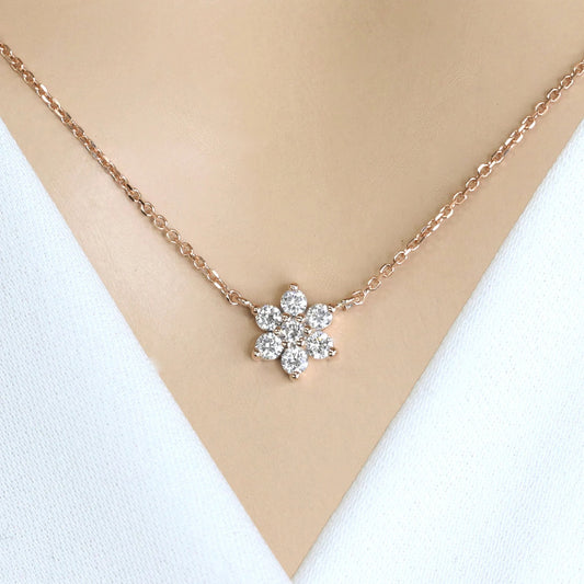 14K 0.18CT DIAMOND FLOWER NECKLACE