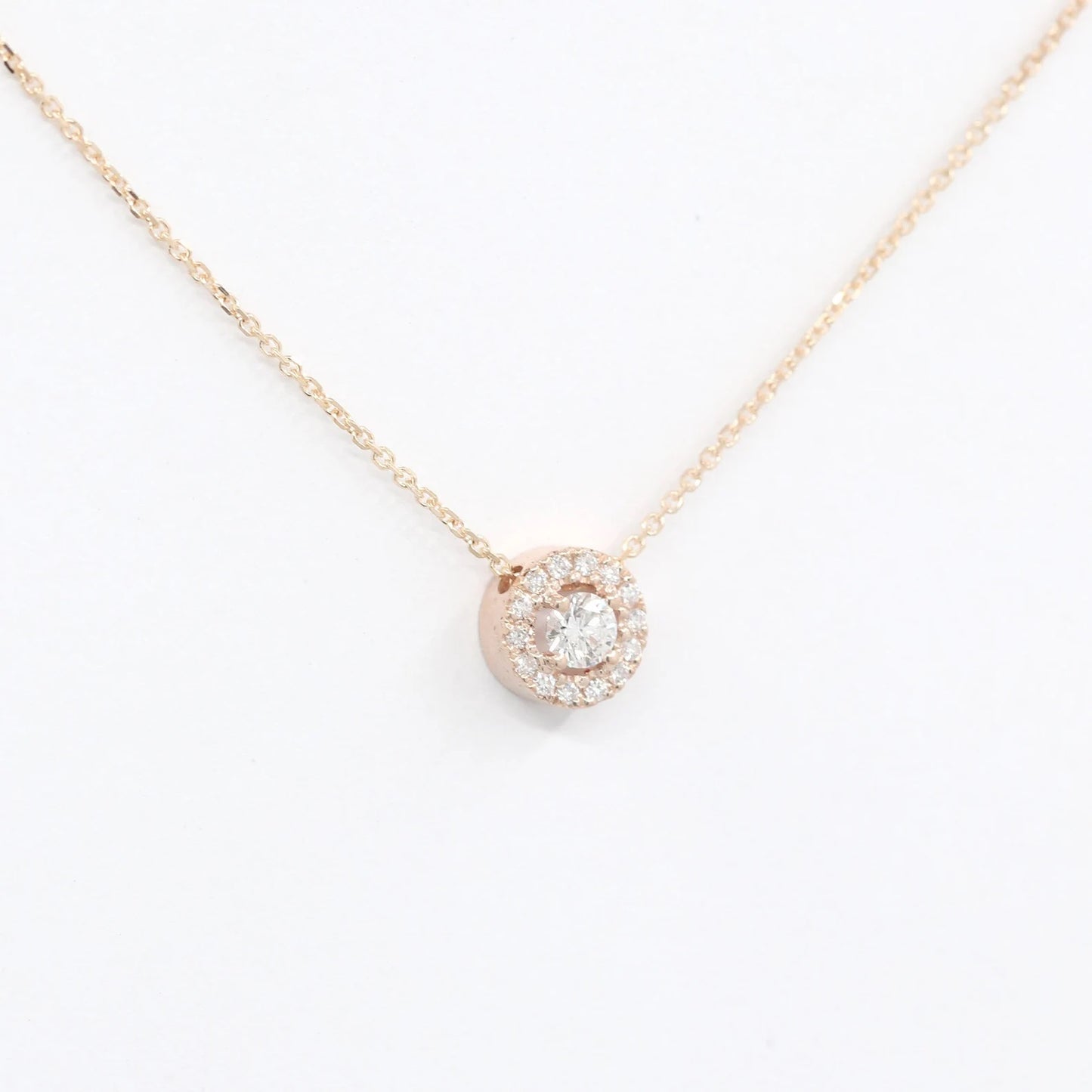 14K 0.17CT DIAMOND HALO NECKLACE