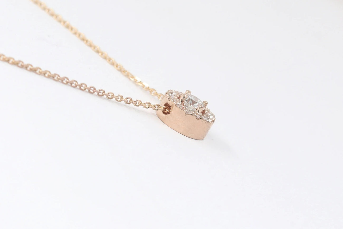 14K 0.17CT DIAMOND HALO NECKLACE