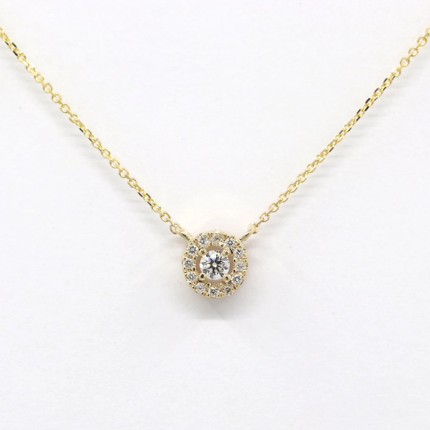 14K 0.15CT DIAMOND HALO EAR NECKLACE