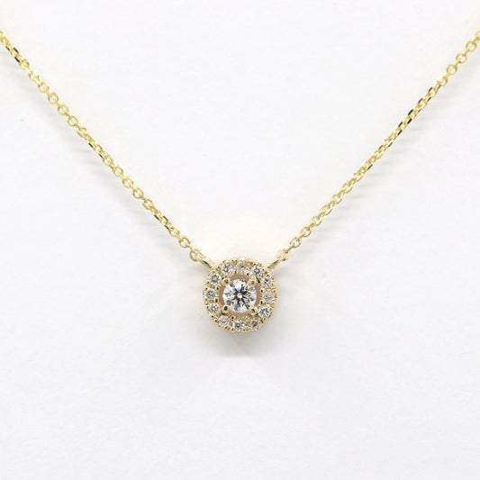 14K 0.15CT DIAMOND HALO EAR NECKLACE