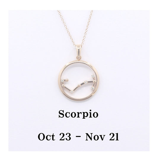 14K DIAMOND SCORPIO ZODIAC SIGN CIRCLE NECKLACE