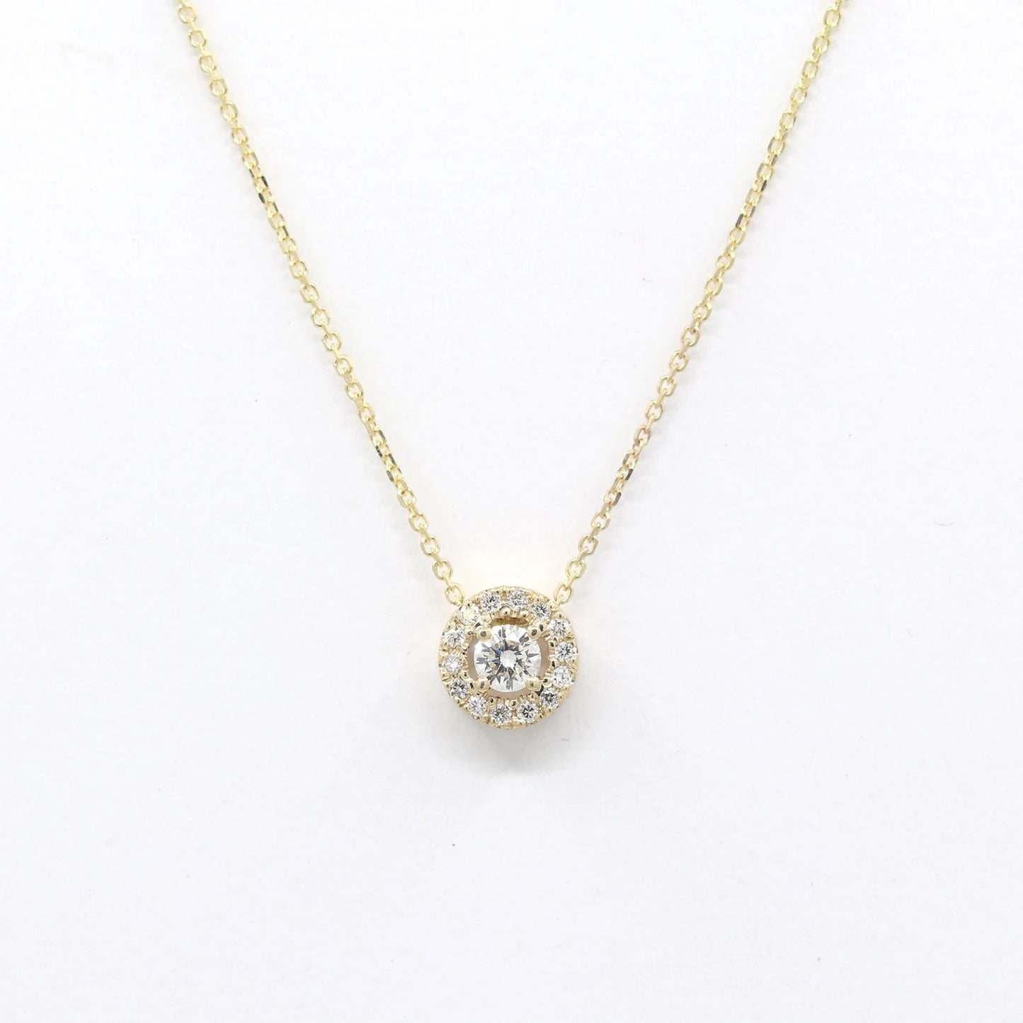 14K 0.17CT DIAMOND HALO NECKLACE