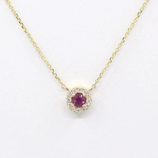 14K 3MM RUBY DIAMOND HALO EAR NECKLACE