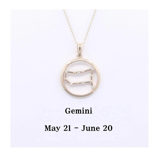 14K DIAMOND GEMINI ZODIAC SIGN CIRCLE NECKLACE