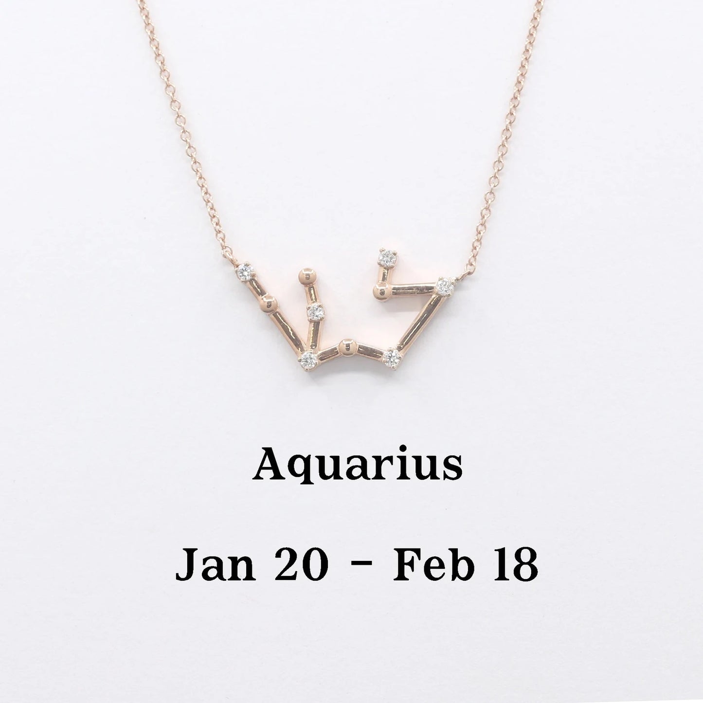 14K DIAMOND AQUARIUS ZODIAC SIGN SMALL VERSION NECKLACE