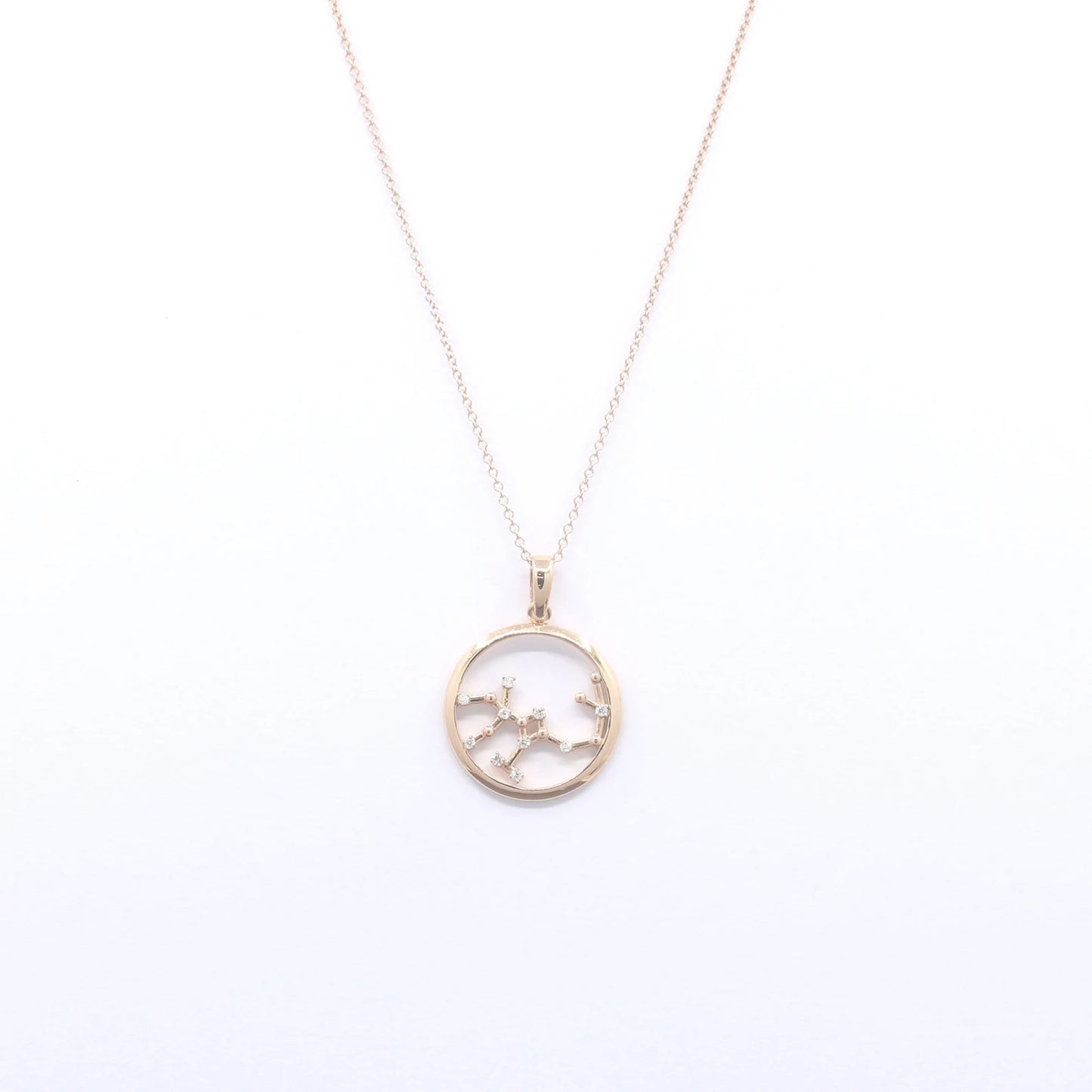 14K DIAMOND SAGITTARIUS ZODIAC SIGN CIRCLE NECKLACE