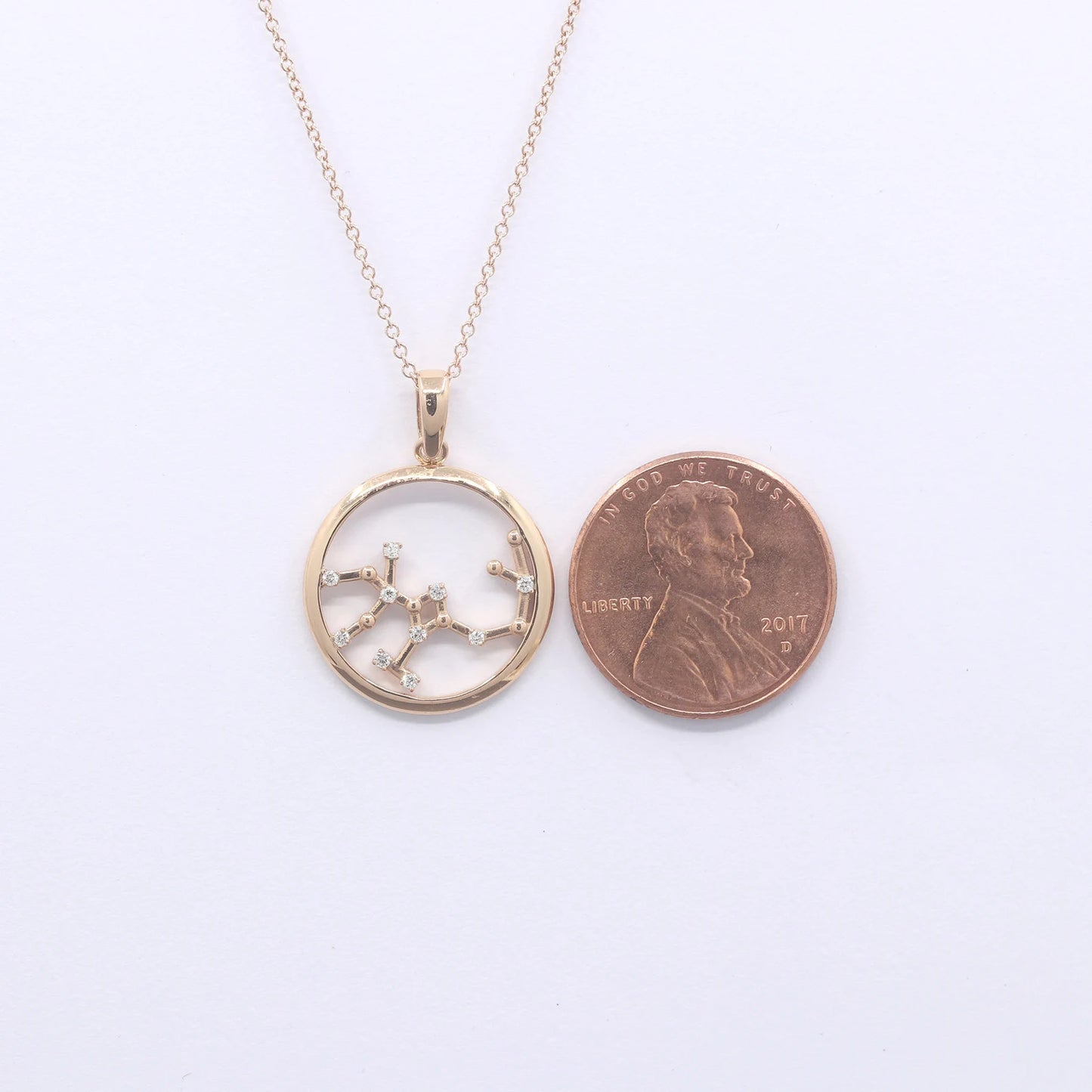 14K DIAMOND SAGITTARIUS ZODIAC SIGN CIRCLE NECKLACE