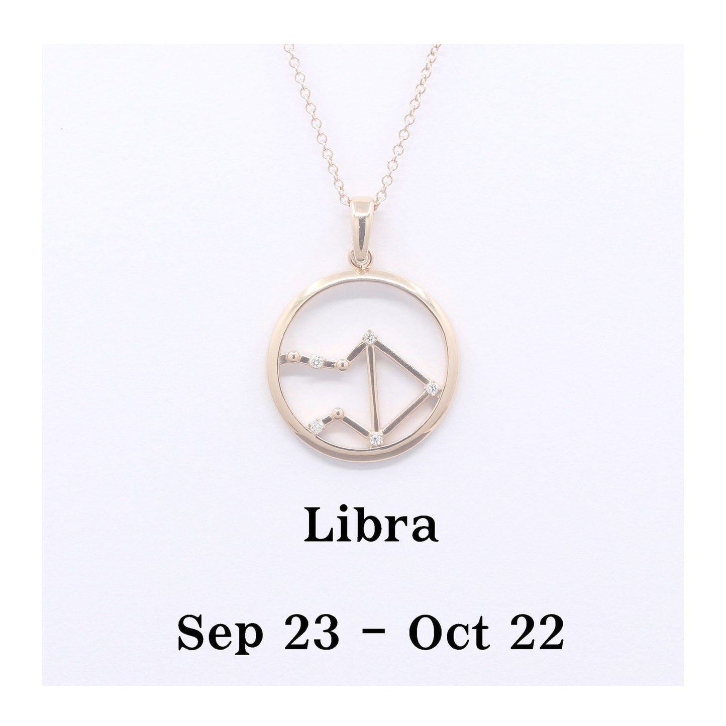 14K DIAMOND LIBRA ZODIAC SIGN CIRCLE NECKLACE