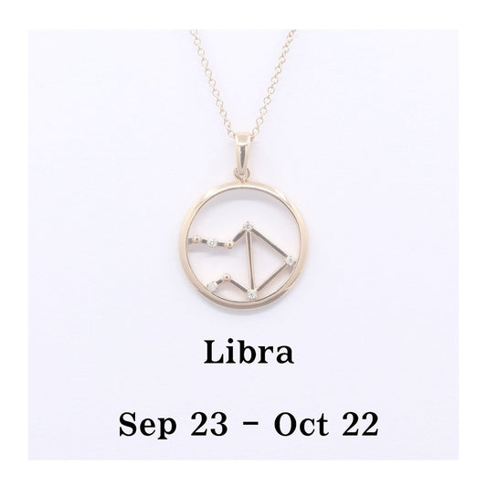 14K DIAMOND LIBRA ZODIAC SIGN CIRCLE NECKLACE