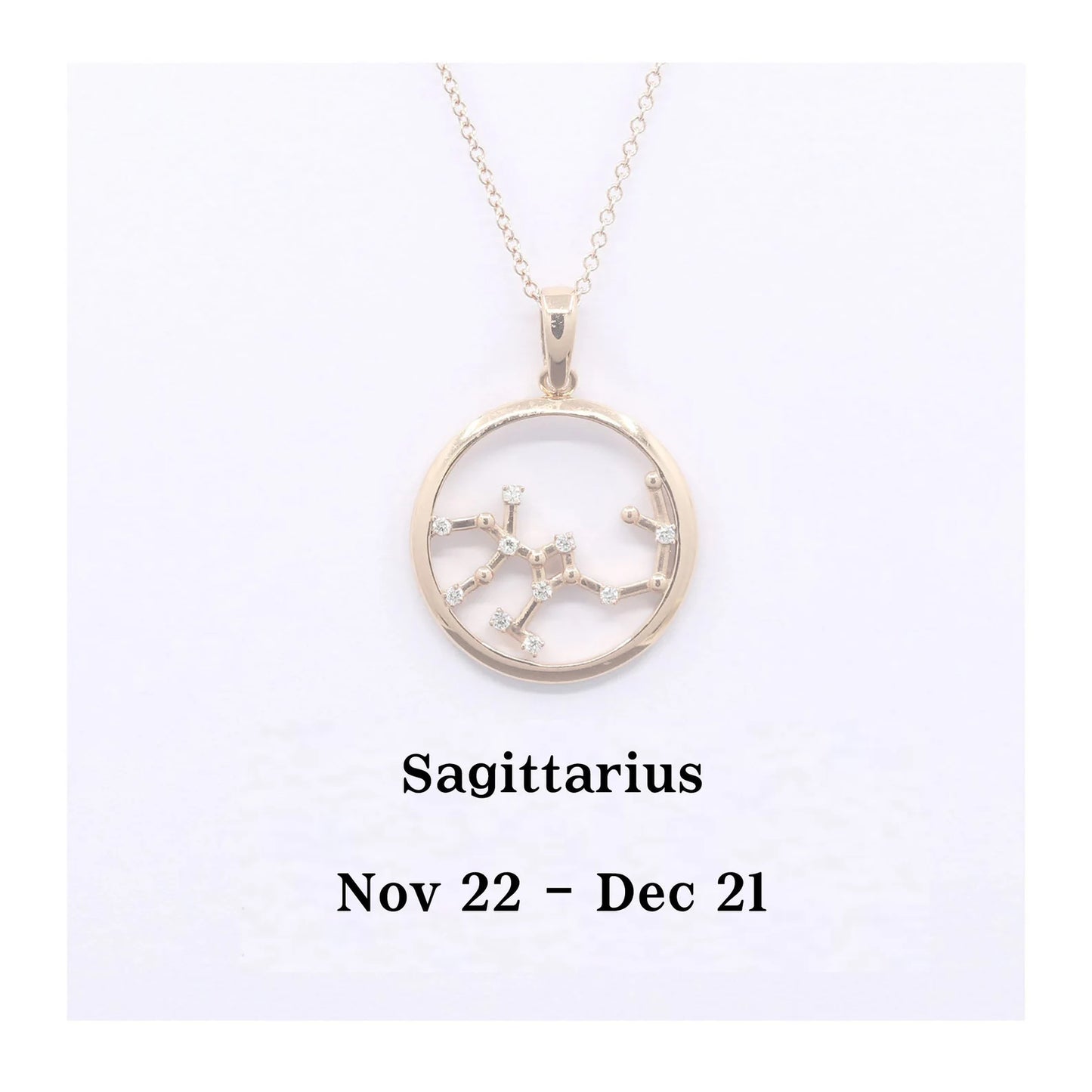 14K DIAMOND SAGITTARIUS ZODIAC SIGN CIRCLE NECKLACE