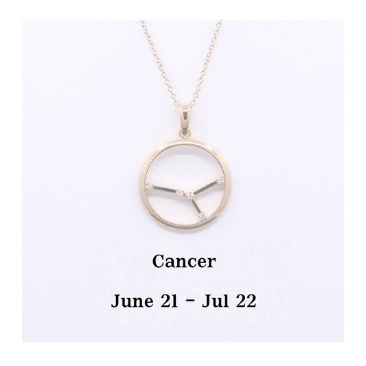 14K DIAMOND CANCER ZODIAC SIGN CIRCLE NECKLACE