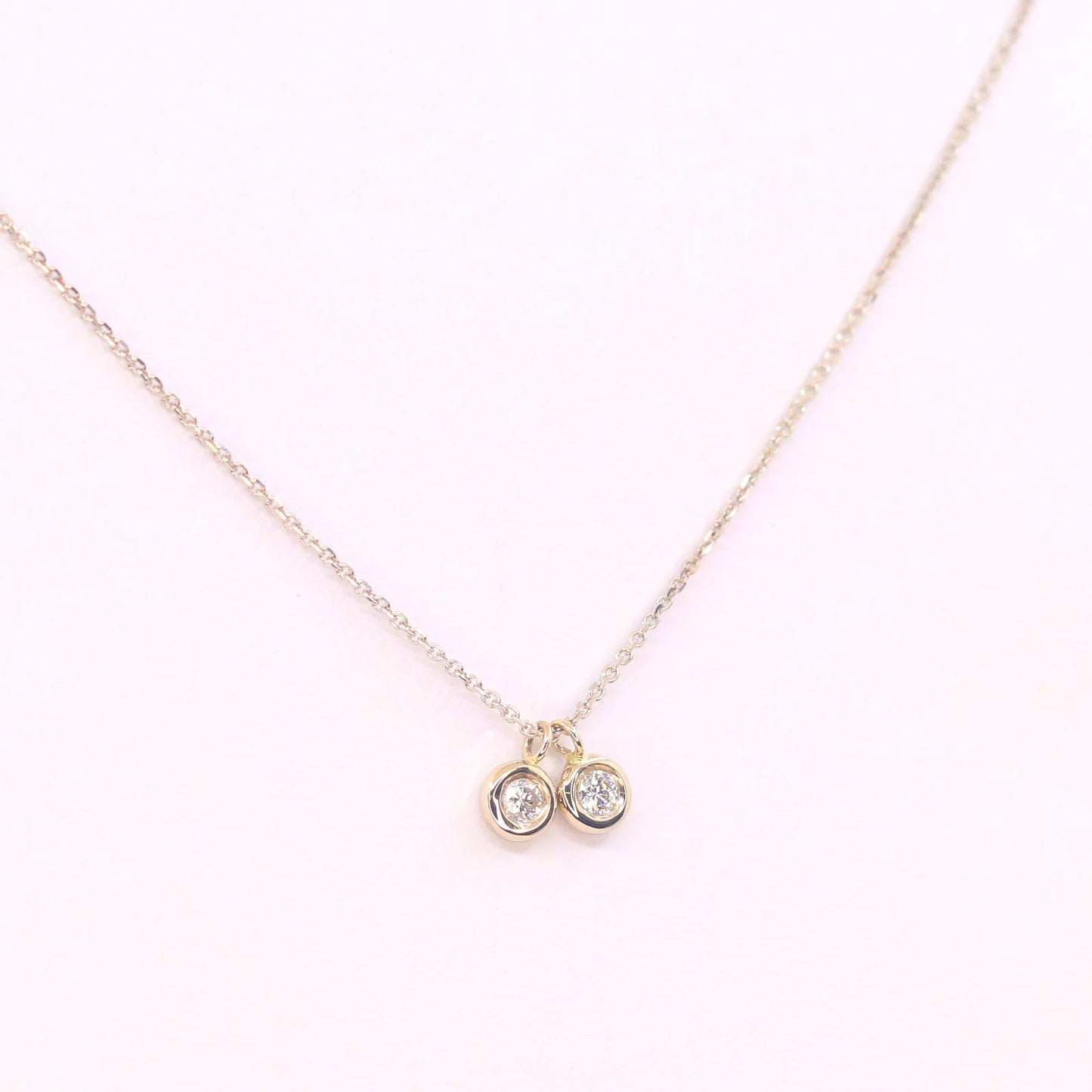 14K 2 DIAMOND BEZEL NECKLACE