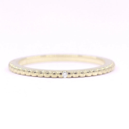 14K 1 DIAMOND BEADED 1.2MM BAND