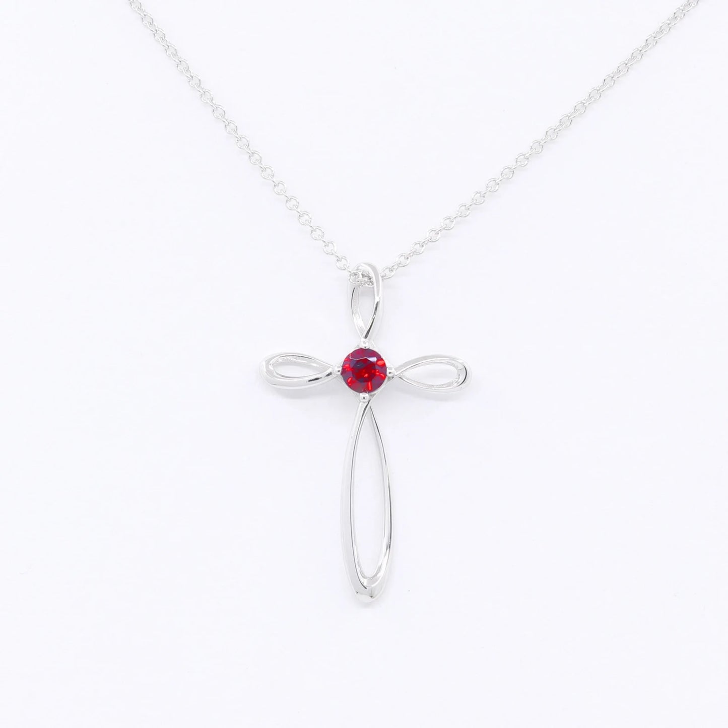 14K RUBY CROSS NECKLACE