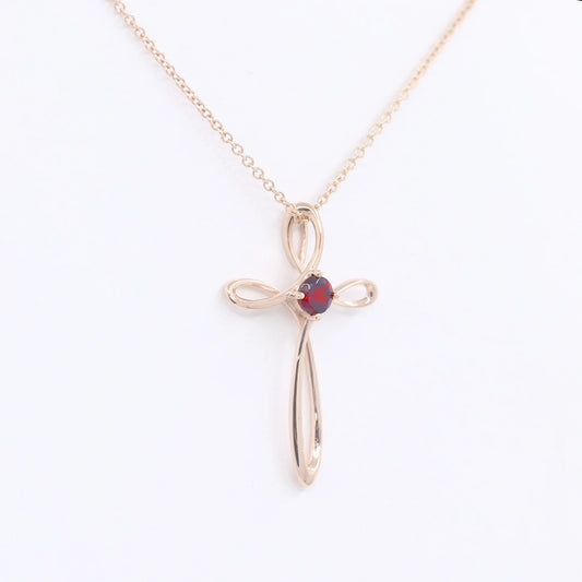 14K RUBY CROSS NECKLACE