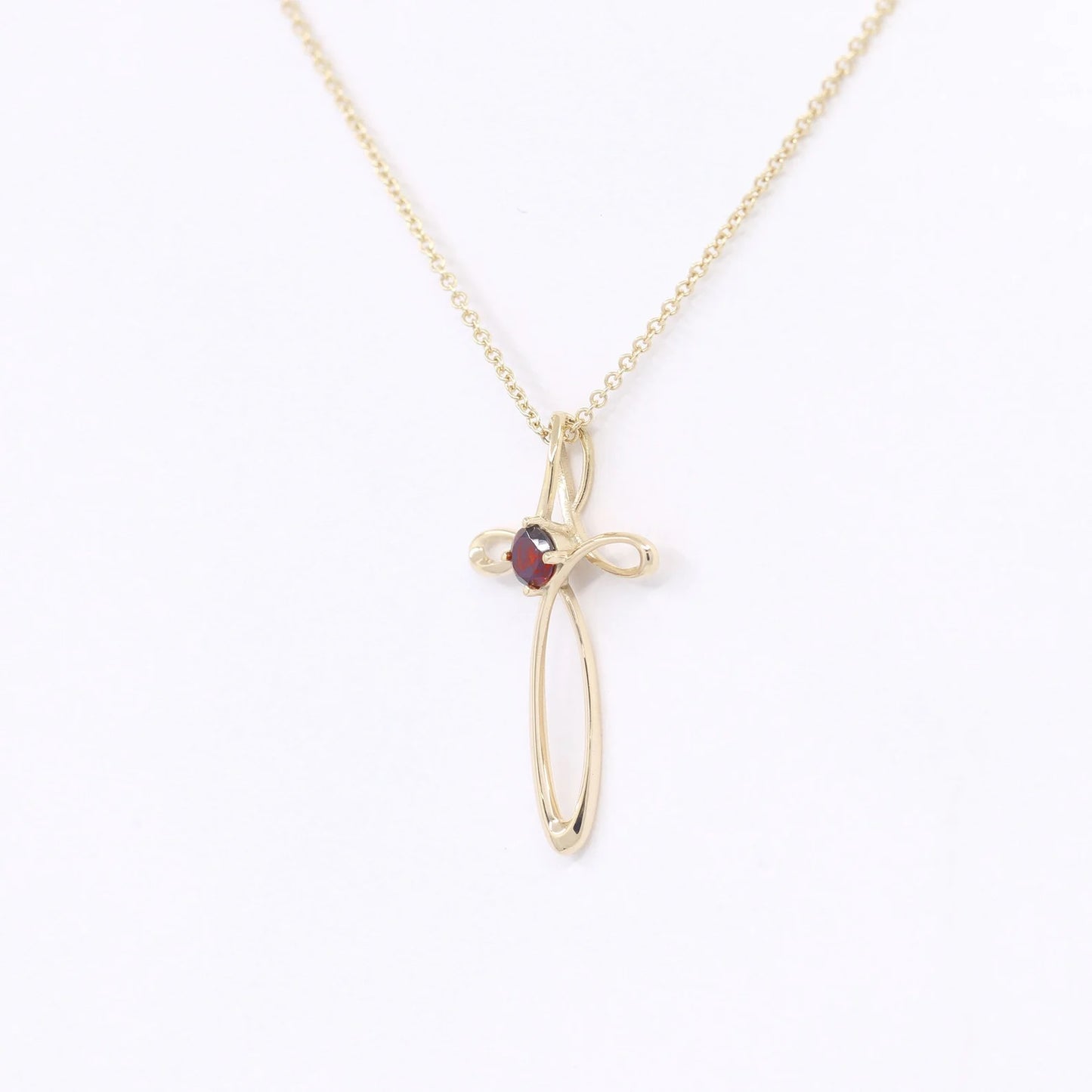 14K RUBY CROSS NECKLACE