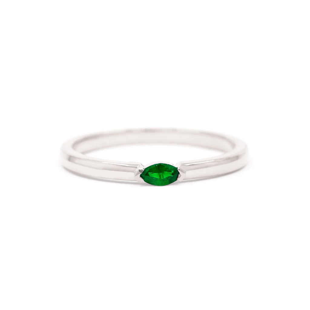 14K MARQUISE EMERALD SOLITAIRE BAND