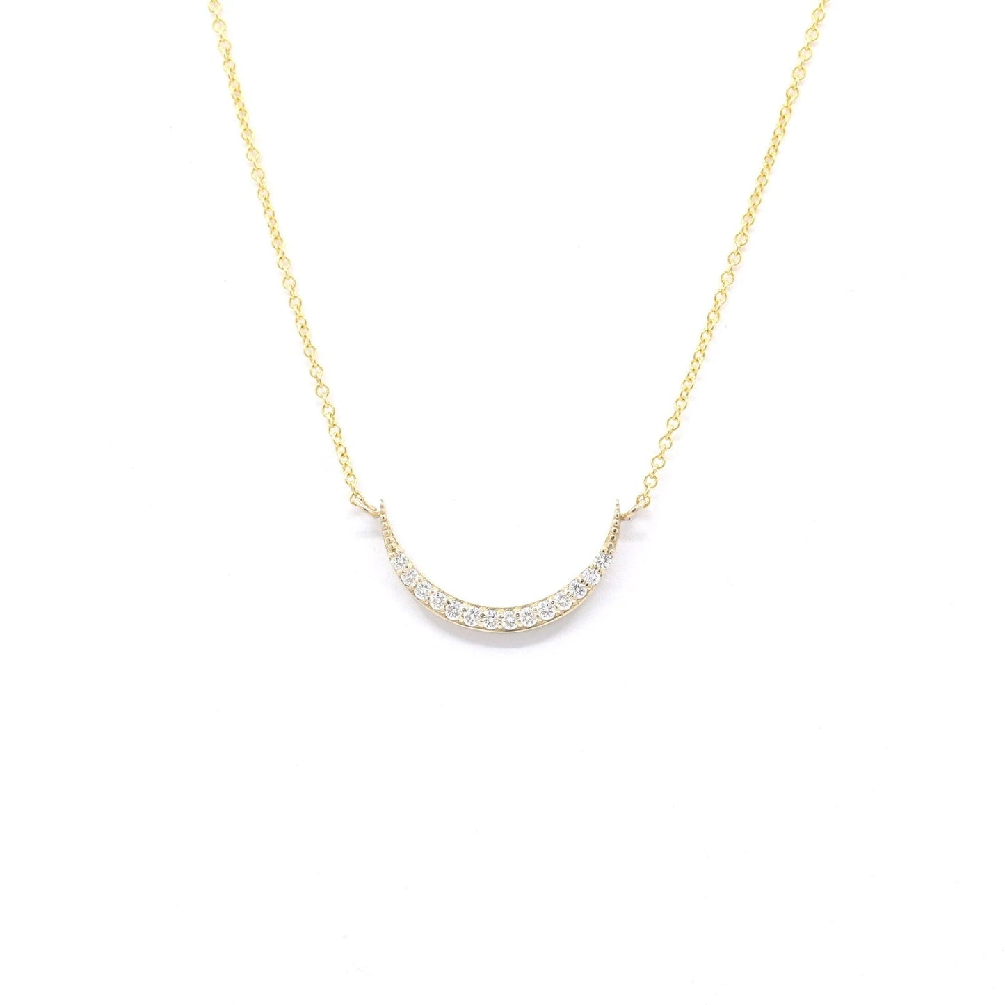 14K DIAMOND SIDEWAYS MOON NECKLACE