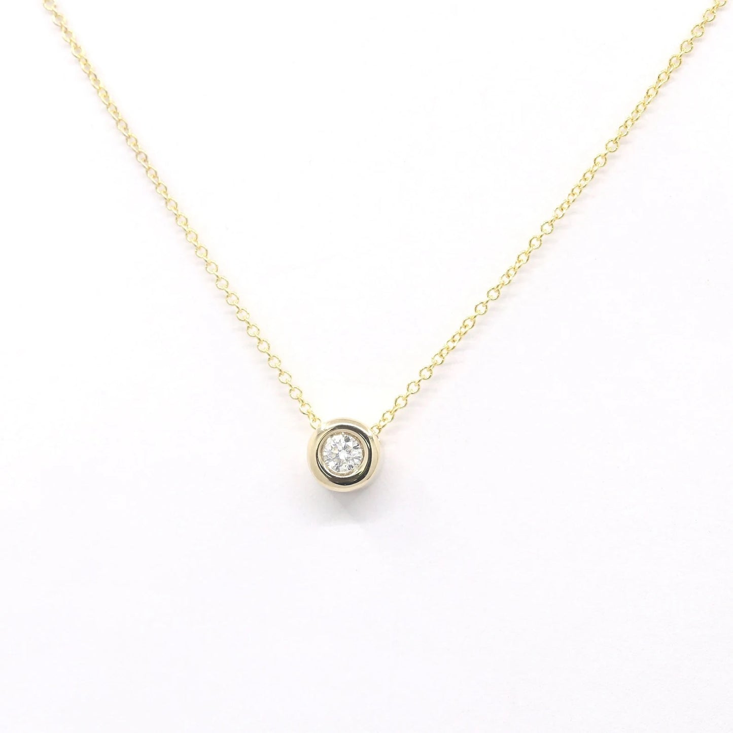 14K 0.10CT DIAMOND BEZEL NECKLACE