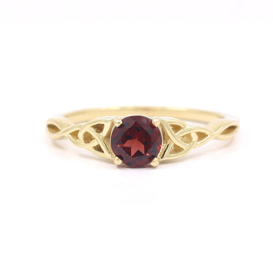 14K GARNET TWIST RING