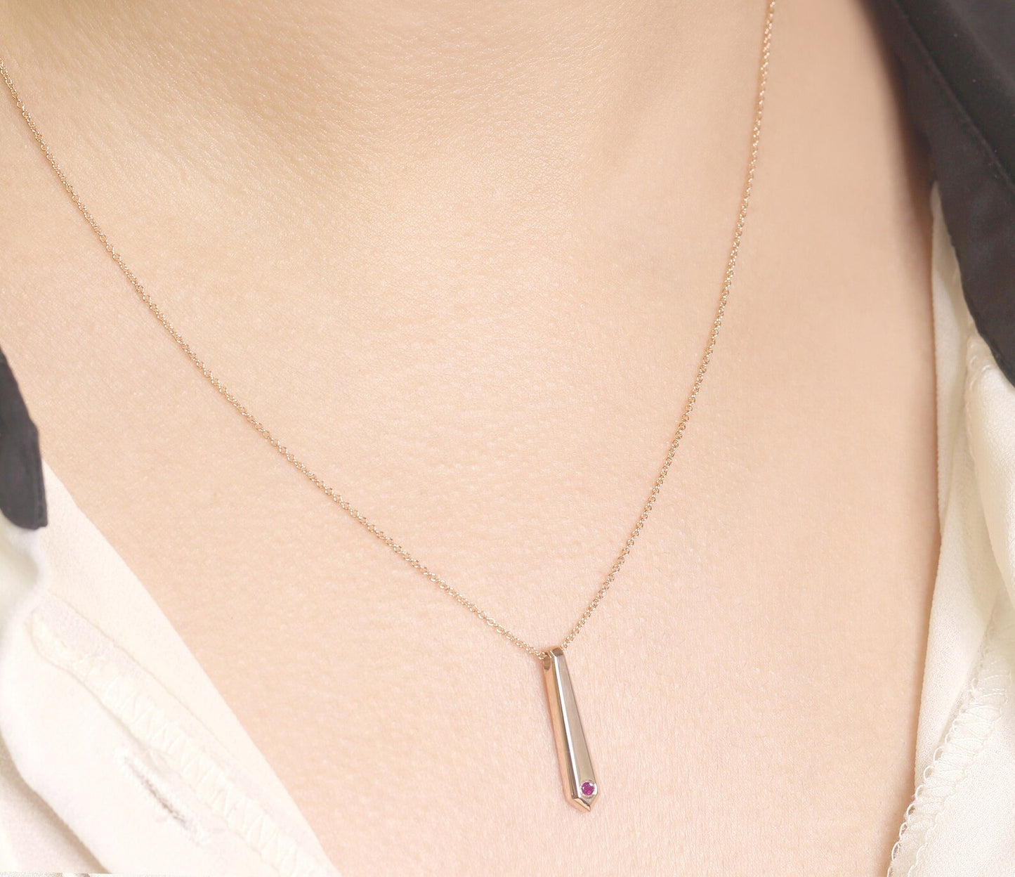 14K RUBY TIE NECKLACE