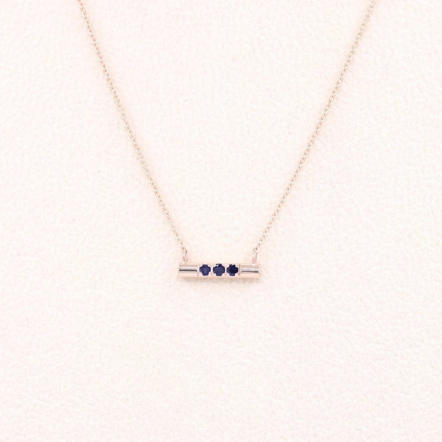 14K SAPPHIRE CIRCULAR BAR NECKLACE