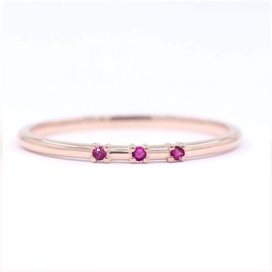 14K 3 RUBY SPACED 1.2MM BAND