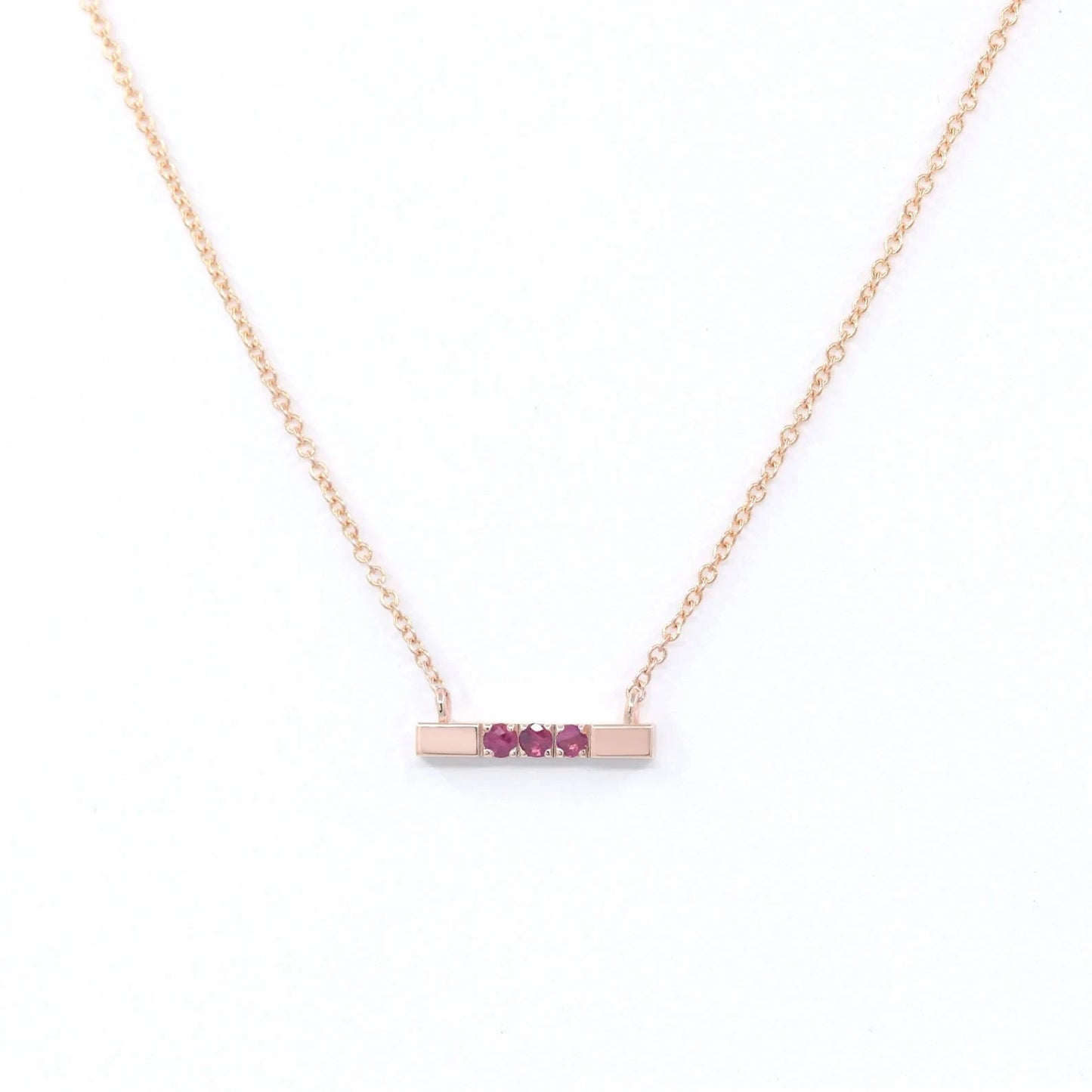 14K RUBY SQUARE BAR NECKLACE