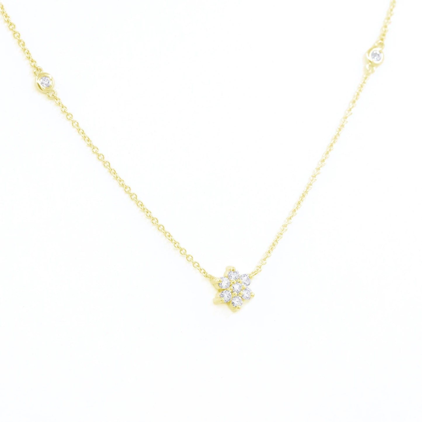 14K DIAMOND FLOWER BY THE YARD NECKLACE