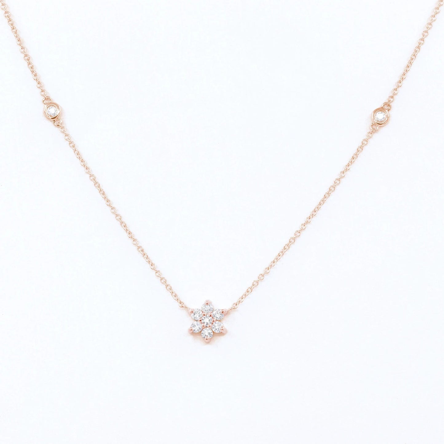 14K DIAMOND FLOWER BY THE YARD NECKLACE