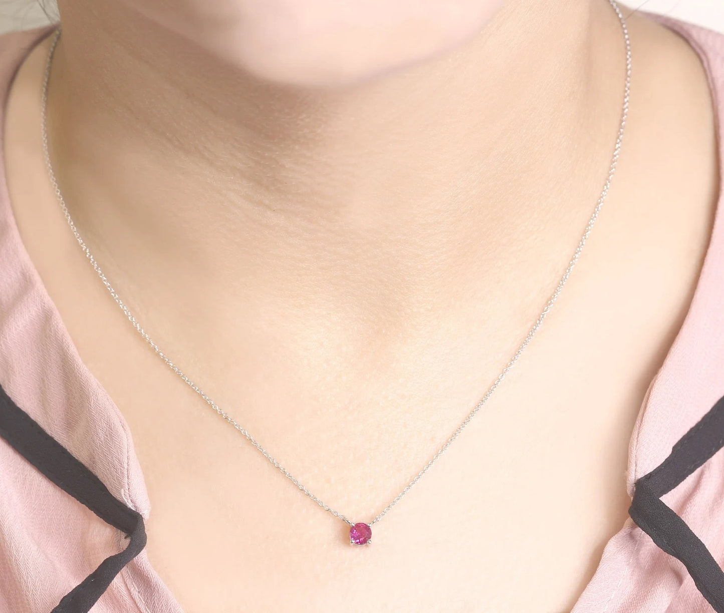 14K RUBY SOLITAIRE NECKLACE