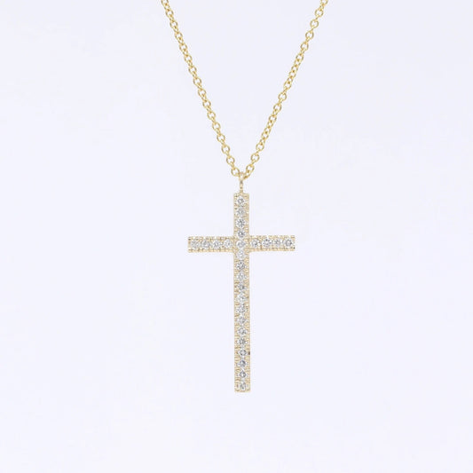 14K 0.18CT DIAMOND CROSS NECKLACE