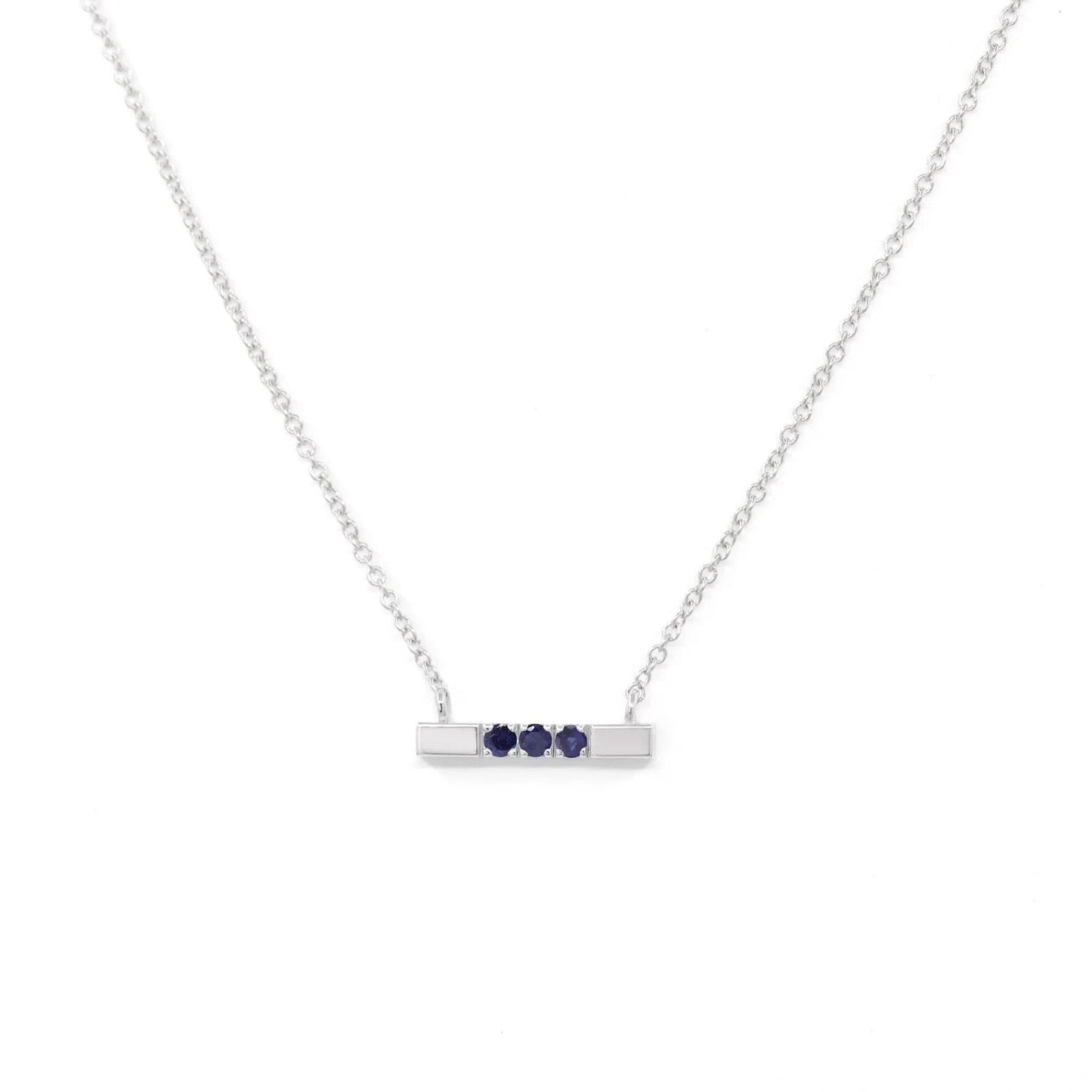 14K SAPPHIRE SQUARE BAR NECKLACE