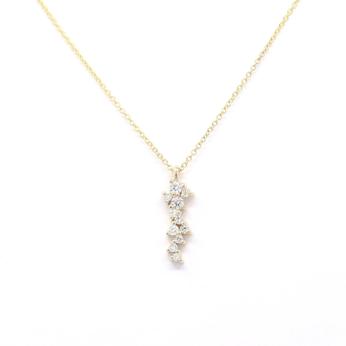 14K 0.32CT DIAMOND CLUSTER NECKLACE