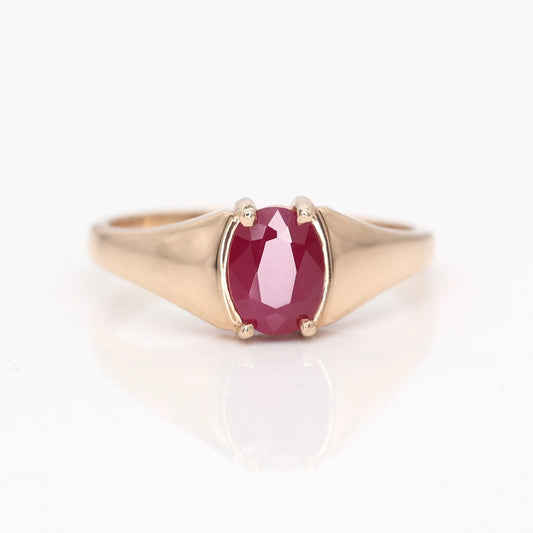 14K OVAL RUBY SOLITAIRE RING