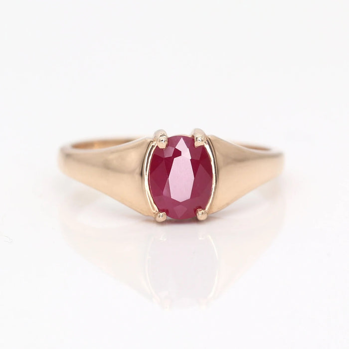 14K OVAL RUBY SOLITAIRE RING