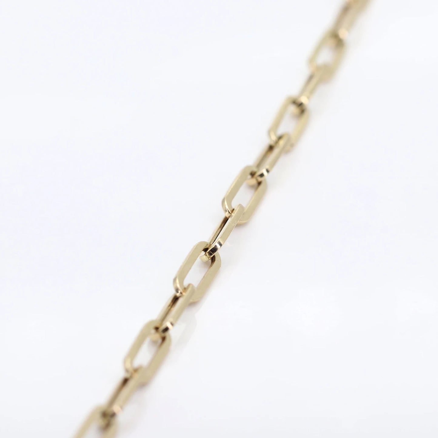 14K YELLOW GOLD CIRCLE CHARM PAPER CLIP CHAIN BRACELET