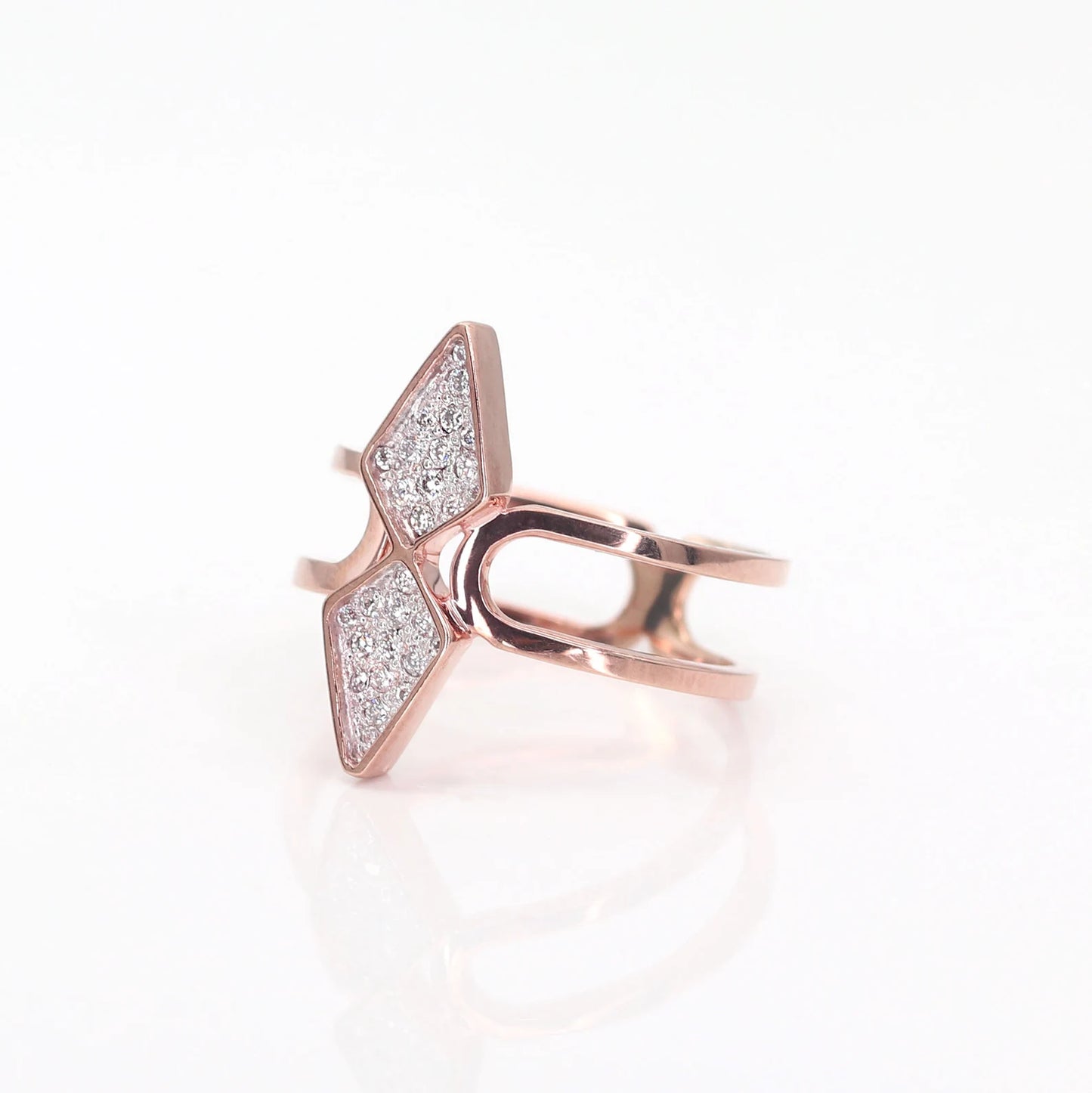 14K ROSE GOLD DIAMOND KITE RING