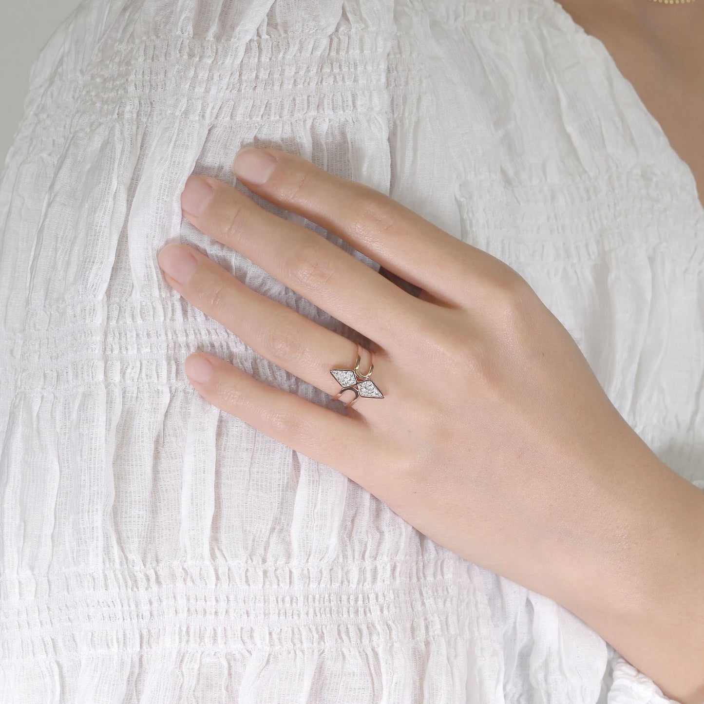 14K ROSE GOLD DIAMOND KITE RING