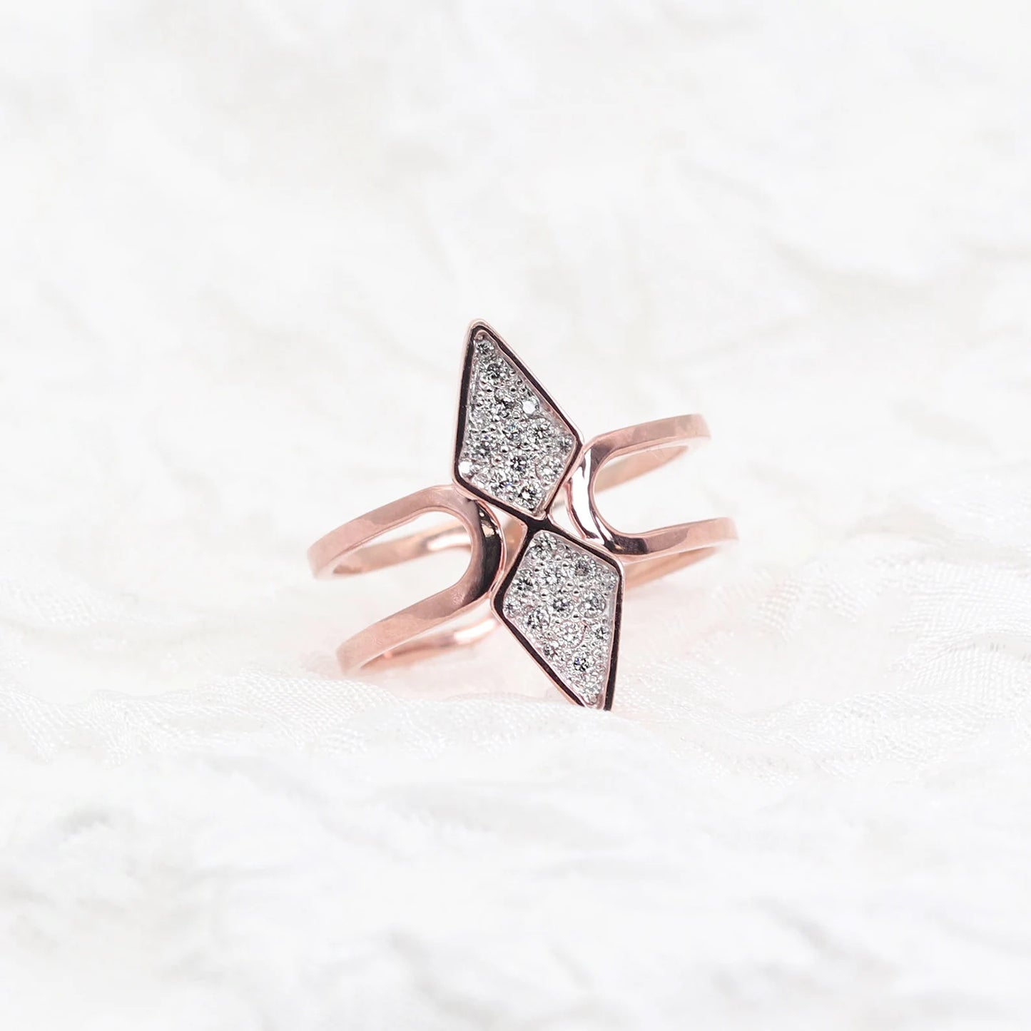 14K ROSE GOLD DIAMOND KITE RING