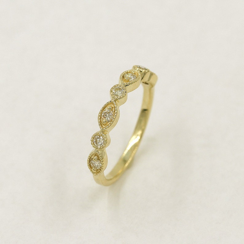 14K SOLID GOLD HALF ETERNITY DIAMOND MATCHING BAND