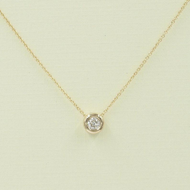 14K GOLD 0.20CT DIAMOND BEZEL NECKLACE