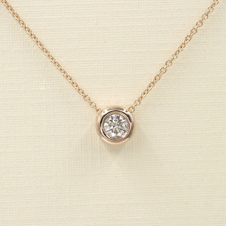 14K 0.15CT DIAMOND BEZEL NECKLACE