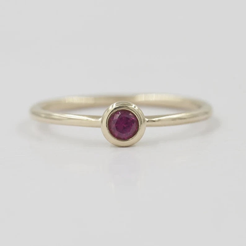 14K 0.10CT RUBY BEZEL SOLITAIRE RING
